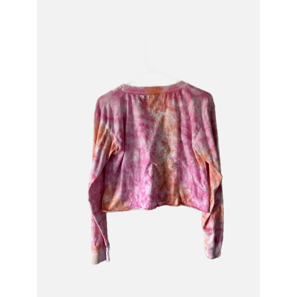 Southern Spirit Great Lakes Graphic Pink Tie Dye Long Sleeve Cropped Top M - Picture 2 of 4